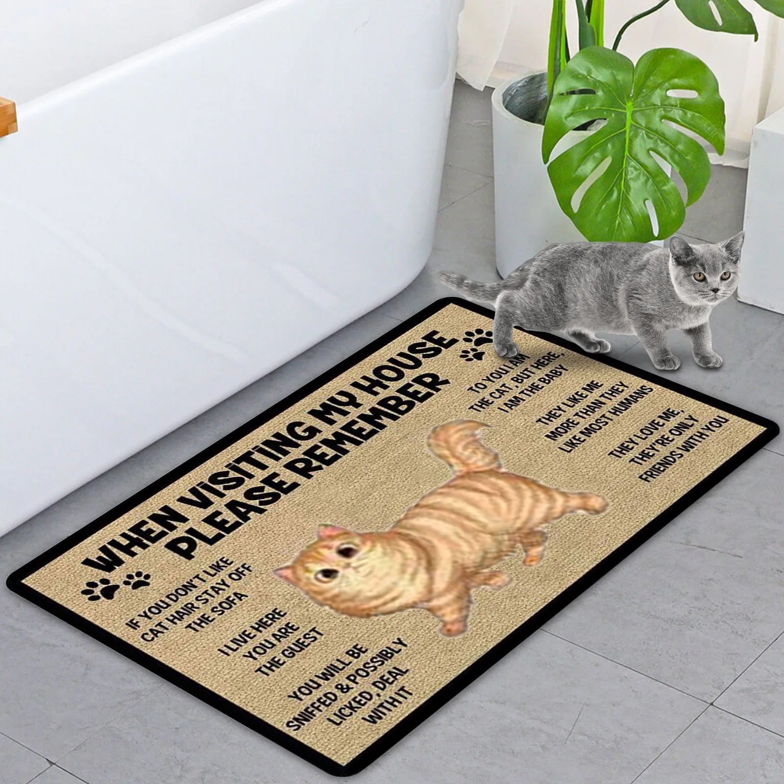 Cartoon Cat Letter Welcome Door Mat Soft Comfortable - Temu