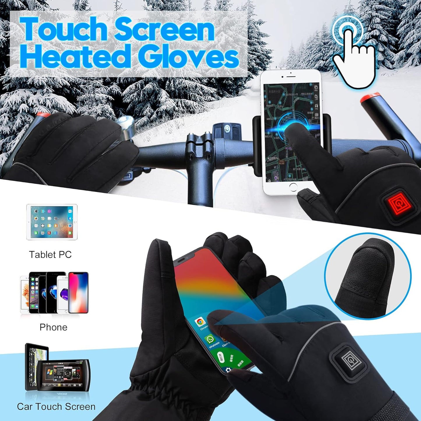 Heated Touchscreen Gloves USB Rechargeable - Best Globe Product